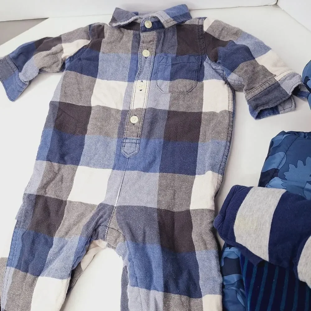 Baby Gap Boy Winter 5 pc Lot 3-6 mos Bunting Snowsuit Footie Pajamas Romper Blue